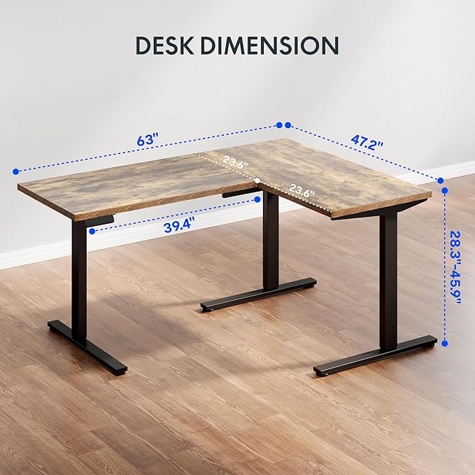 FLEXISPOT L Shaped Standing Desk, 63 x 47 Inch Electric Height Adjustable - Image 3
