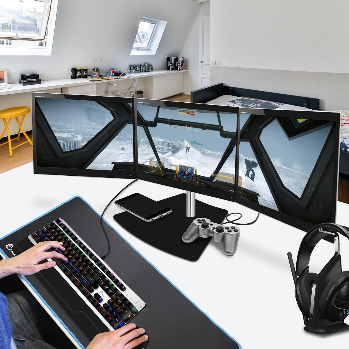SIIG Premium Aluminum Triple Monitor Stand - 3 Monitors 13" to 27" ...