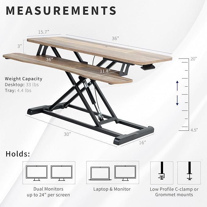 VIVO 36 inch Desk Converter, K Series, Height Adjustable Sit to Stand Riser - Image 3