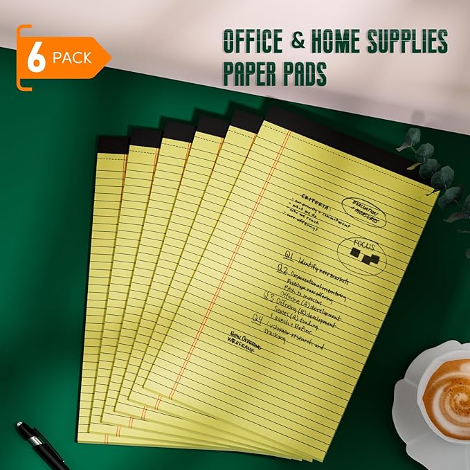 Roneky Yellow Legal Pads 8.5 x 14 Note Pads, 6 Pack 8.5 x 14 Notepads, Wide - Image 7