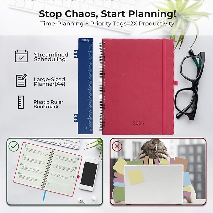 IN-LUXPRO Planner 2026 Daily Weekly and Monthly, 11.5"x8.5", 12 Months Spiral - Image 8