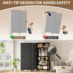 75" metal storage cabinet, garage cabinet with doors, front angle view