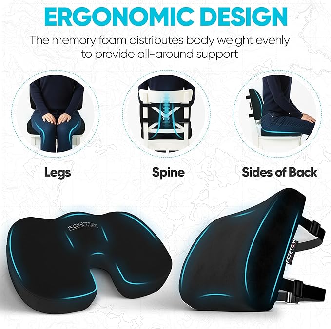 FORTEM Seat Cushion, Office Chair Cushion, Lumbar Support Pillow - Image 6