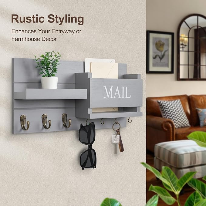 Lwenki Mail Organizer for Wall Mount – Key Holder - Image 4