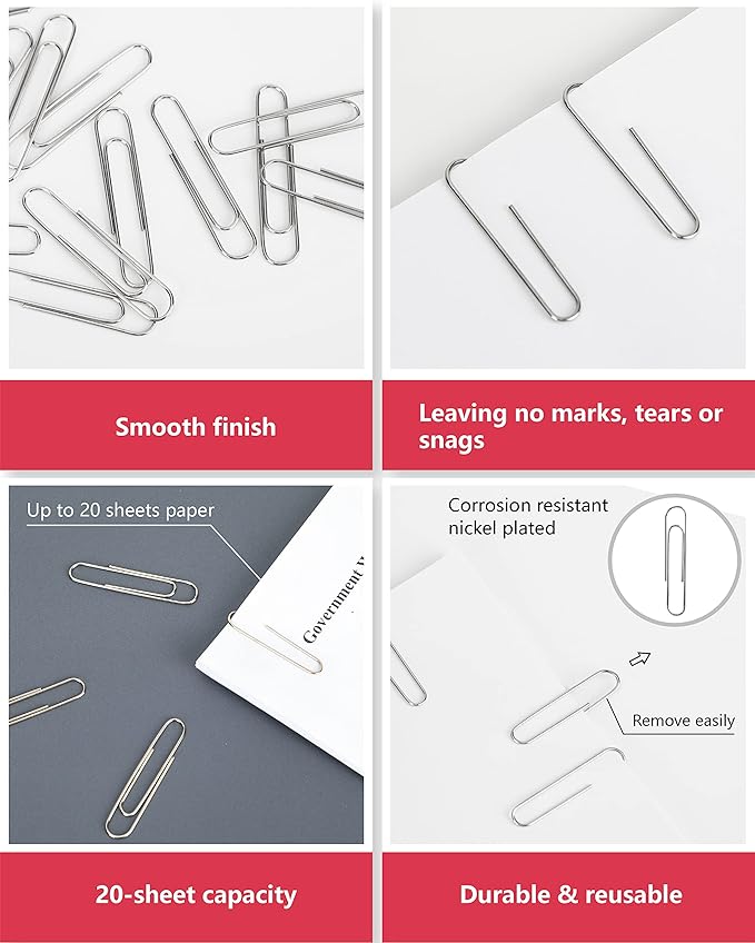 PAPERPAL Paperclips for Office School & Personal Use, Jumbo Smooth Paper Clip - Image 4