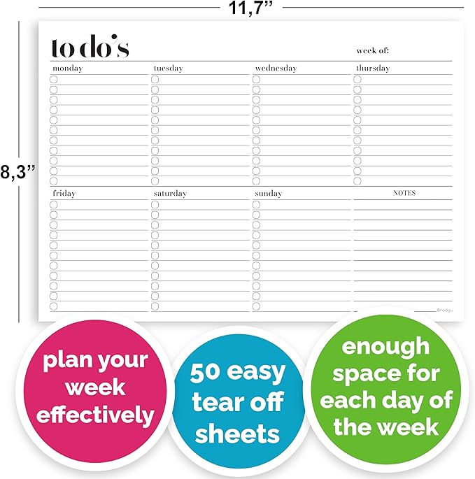 Weekly Planner Pad, Weekly To Do List Notepad, Tear Off Undated Weekly Planner - Image 6