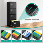 sisesol 4 drawer file cabinet with lock and, side view