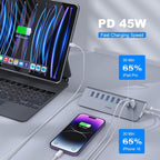 YH6AC Powered USB Hub 10Gbps, intpw 9-Port USB Splitter - Image 4