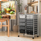 COSTWAY 15 Drawers Storage Cart, Mobile Tools Scrapbook Paper Organizer Cart - Image 7