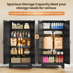 yizosh 75" h tall metal kitchen pantry storage showing dimensions