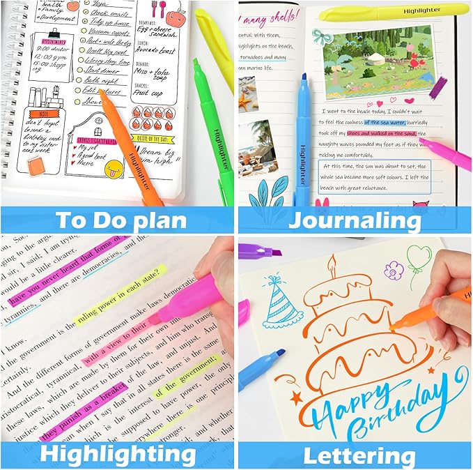 Highlighters Bulk, Chisel Tip Dry-Quickly Highlighter Markers, Teachers Supplies - Image 5