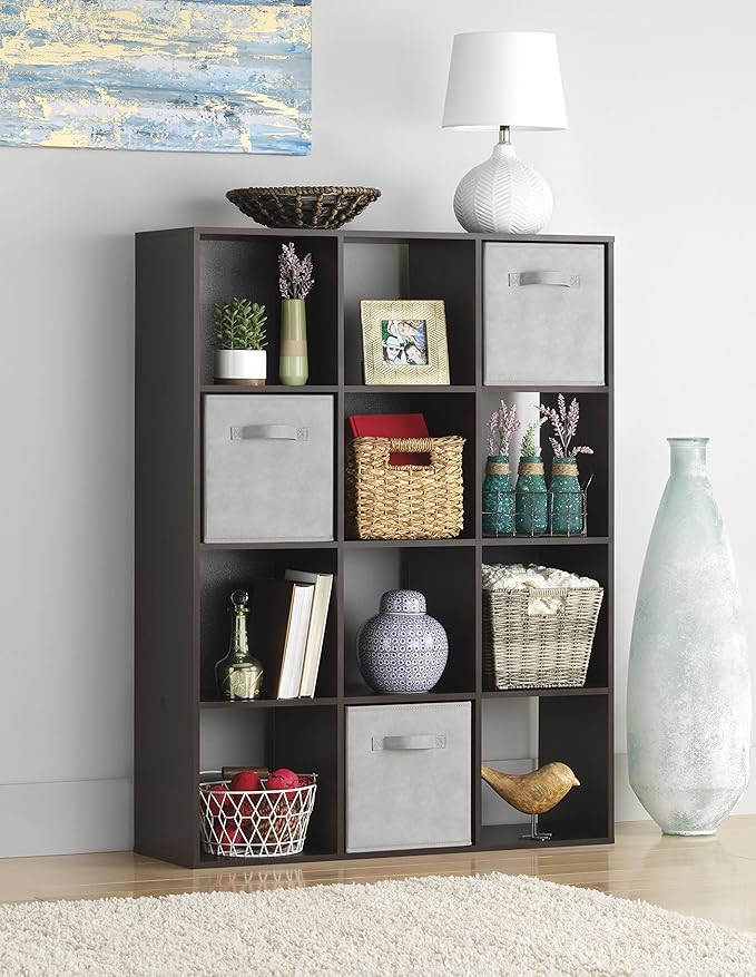 Whitmor 12 Cube Bookcase, 4 Tier Stackable MDF Bookself, Open Storage Display - Image 2