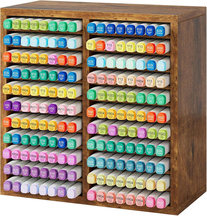 YMYNY Wooden Marker Organizer, Vintage Brown,11.81 x 5.31 x 11.81 HMR001H
