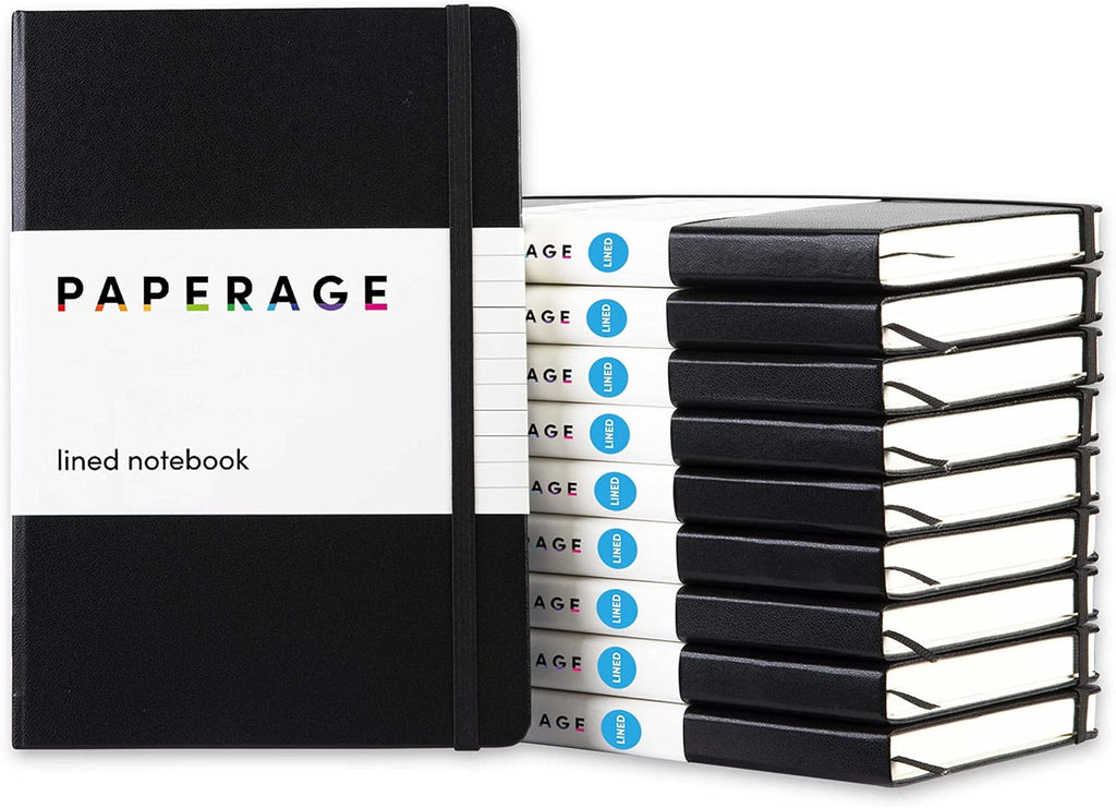 PAPERAGE Lined Journal Notebook, 10 Pack, 160 Pages, Medium 5.6 in x 8 in