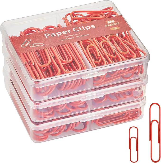 NEEWAY Colorful Paper Clips Assorted Sizes, Small and Large Paperclips by NEEWAY
