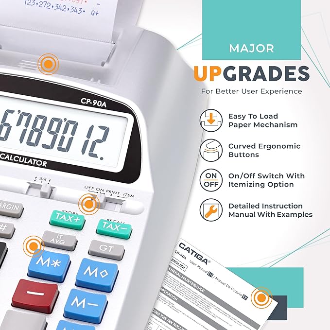 CATIGA New & Upgraded 2025 Printing Calculator Adding Machine 10 Key, Desktop - Image 2