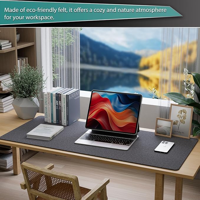 K KNODEL Felt Desk Mat, Large Desk Pad Protector, Office Computer Desk Mat - Image 4