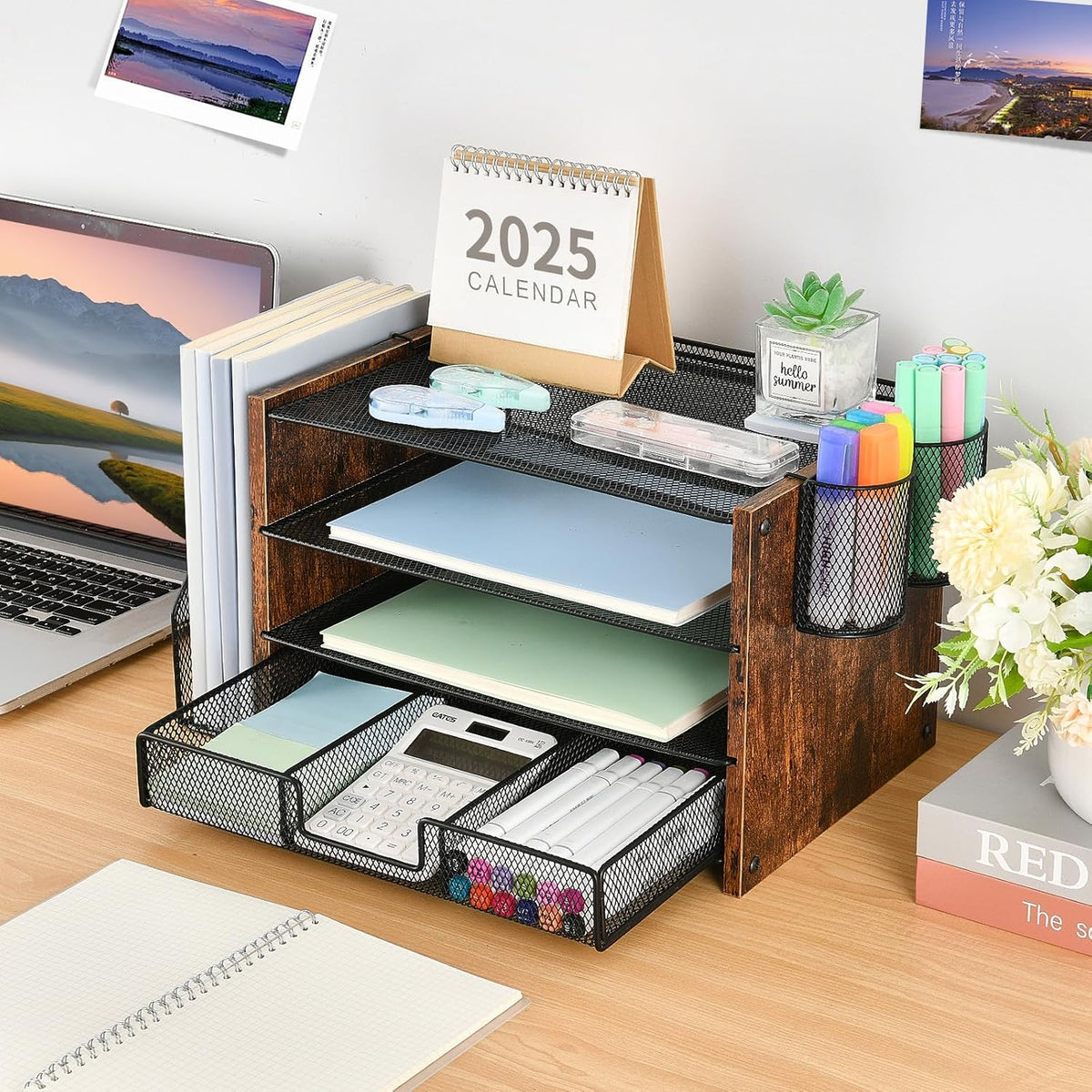 opnice desk organizer, 4-tier desktop file organizer with, package contents