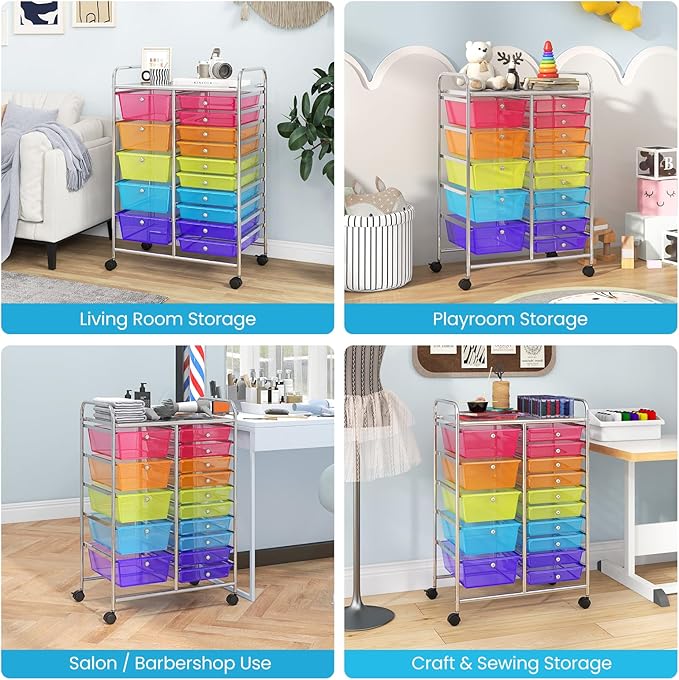 Giantex 15 Drawer Rolling Cart - Image 9