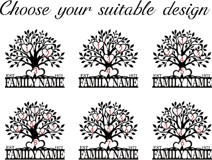 Personalized Family Tree Metal Sign Custom Last Name Sign Tree of Life Wall Art - Image 6