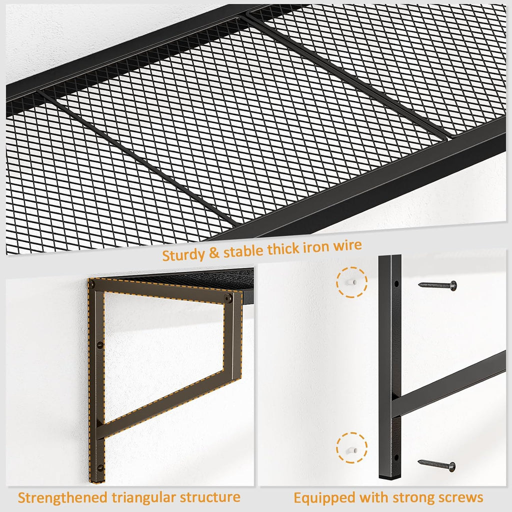 threehio 3 pack garage wall shelving, heavy duty on a desk or shelf