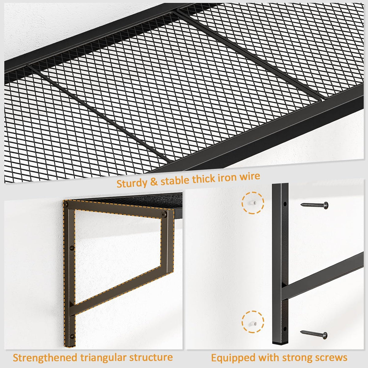 threehio 3 pack garage wall shelving, heavy duty on a desk or shelf