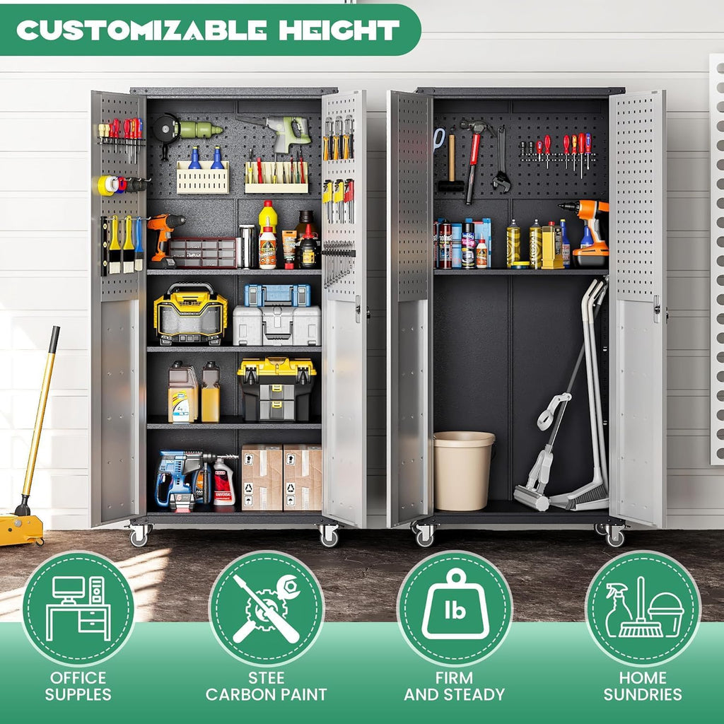 garage cabinet system | heavy duty steel all-in-one showing dimensions