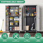 garage cabinet system | heavy duty steel all-in-one showing dimensions