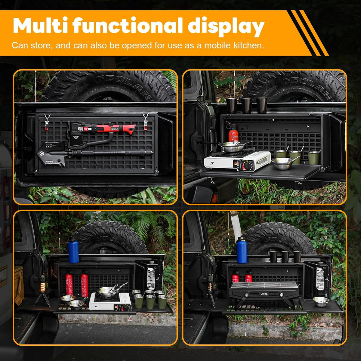 Z8 Tailgate Table Storage Lock Box Compatible with Jeep Wrangler JK JKU JL JL...