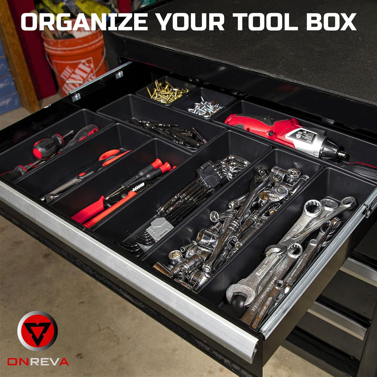 ONREVA Tool Box Organizer Tray Divider Set, Extra Large Toolbox Trays, Tool B...