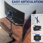 VIVO Dual Ultrawide Monitor Desk Mount, Heavy Duty Fully Adjustable Steel Stand - Image 3