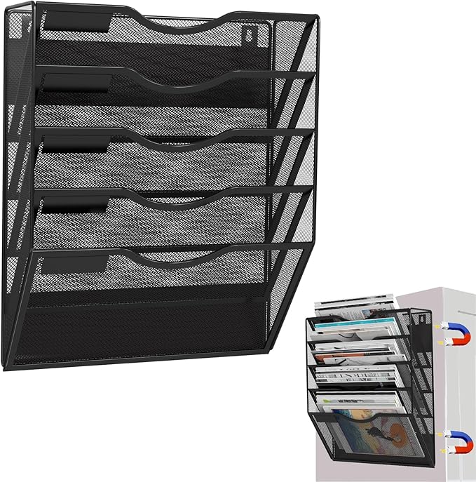 LQPAFZ 5-Tier Magnetic File Holder, No Drilling Installation File Cabinet by LQPAFZ