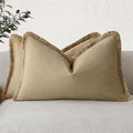 Foindtower Set of 2 Decorative Linen Fringe Lumbar Throw Pillow Covers by Foindtower