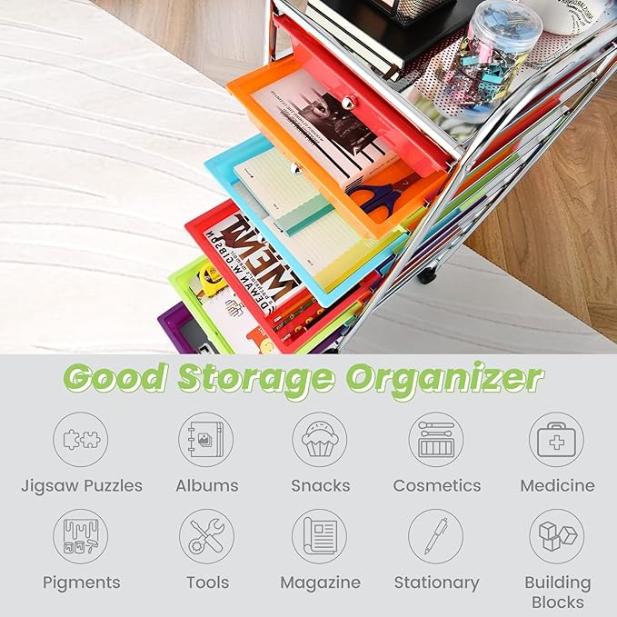 GLACER 10 Drawers Rolling Cart, Storage Cart - Image 5