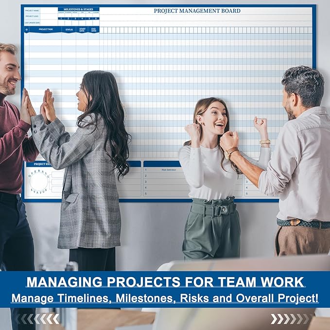 Lincia Large Magnetic Gantt Chart Whiteboard Kit 24" x 36" Reusable Visualize - Image 6