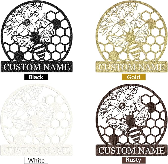Dyoart Custom Honey Bee Metal Sign | Personalized Metal Bee Wall Art | Custom - Image 9