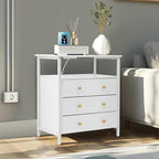 Edbuosy 3 Wooden Drawers Nightstand, 27 Inch Wide Night Stand Set 2 - Image 8
