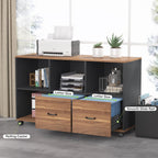 Tribesigns 63 inches Executive Desk and 47" lateral File Cabinet, L-Shaped Computer Desk Home Office Business Furniture with Drawers and Storage Shelves, Office Table,Brown and Black