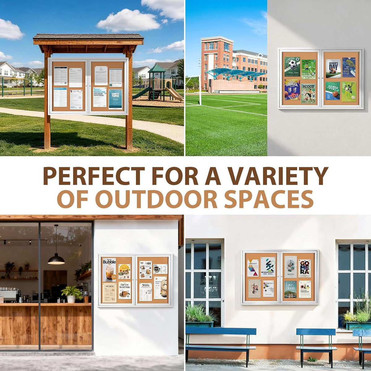 SWANCROWN 48x34in Outdoor Enclosed Bulletin Board,Locking Door Display Case
