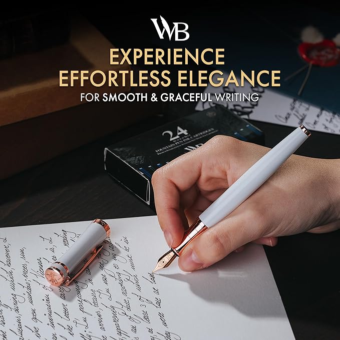 Wordsworth & Black Fountain Pen Set, 18K Gilded Medium Nib, Includes 24 Pack - Image 2