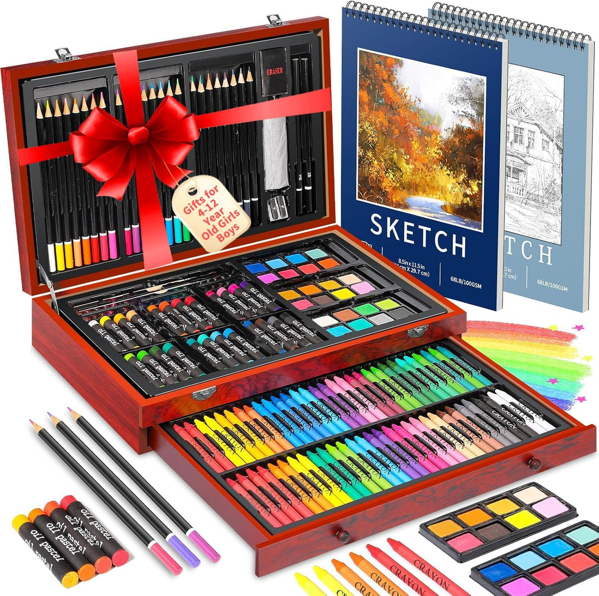 hapikalor 156-pack art kit drawing set with 2, main product view
