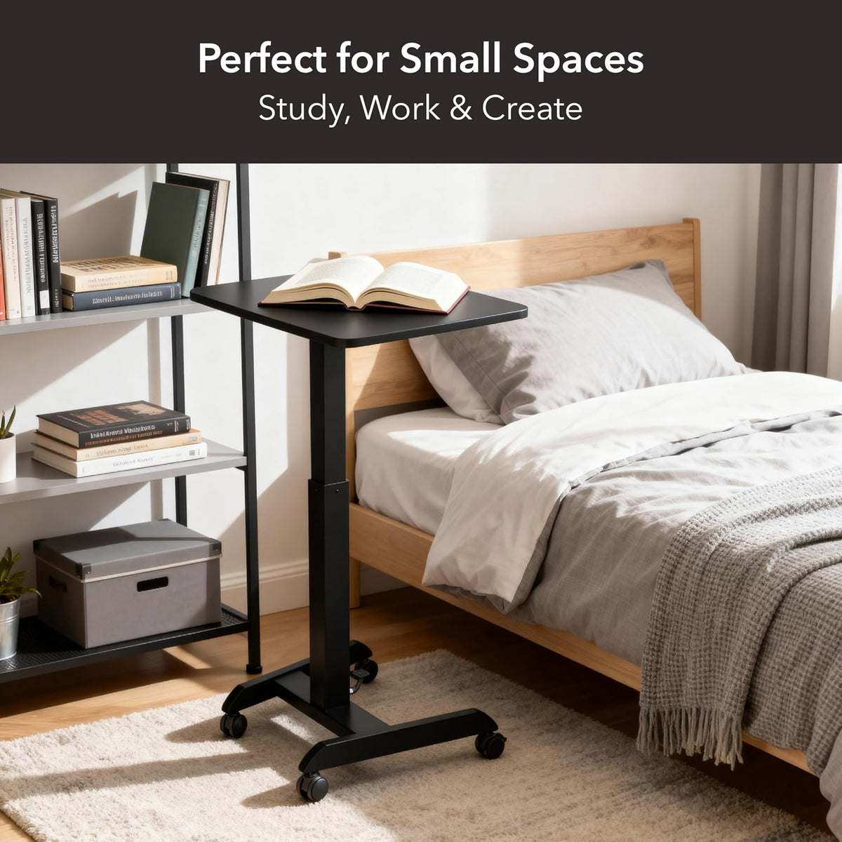 Mount-It! Rolling Laptop Desk Adjustable Height (29.6”-44.2”), Mobile Worksta...