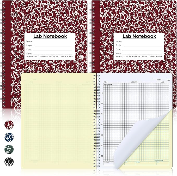 Affrolling 2 Pack Carbonless Lab Notebook Carbon Copy 8.5'' x 11'' 50 Sets of by Affrolling