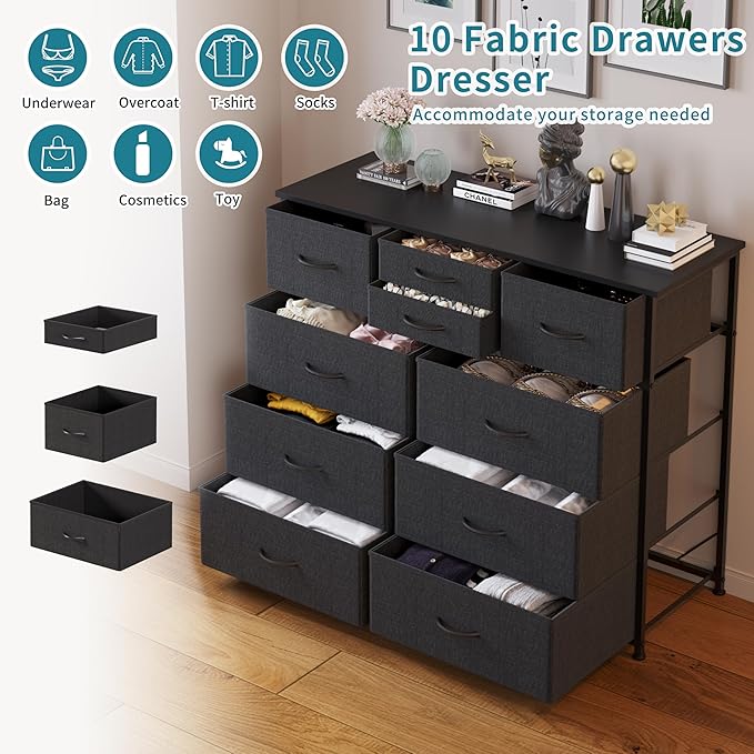 LUMTOK 10-Drawer Dresser, Fabric Storage Dressers - Image 4
