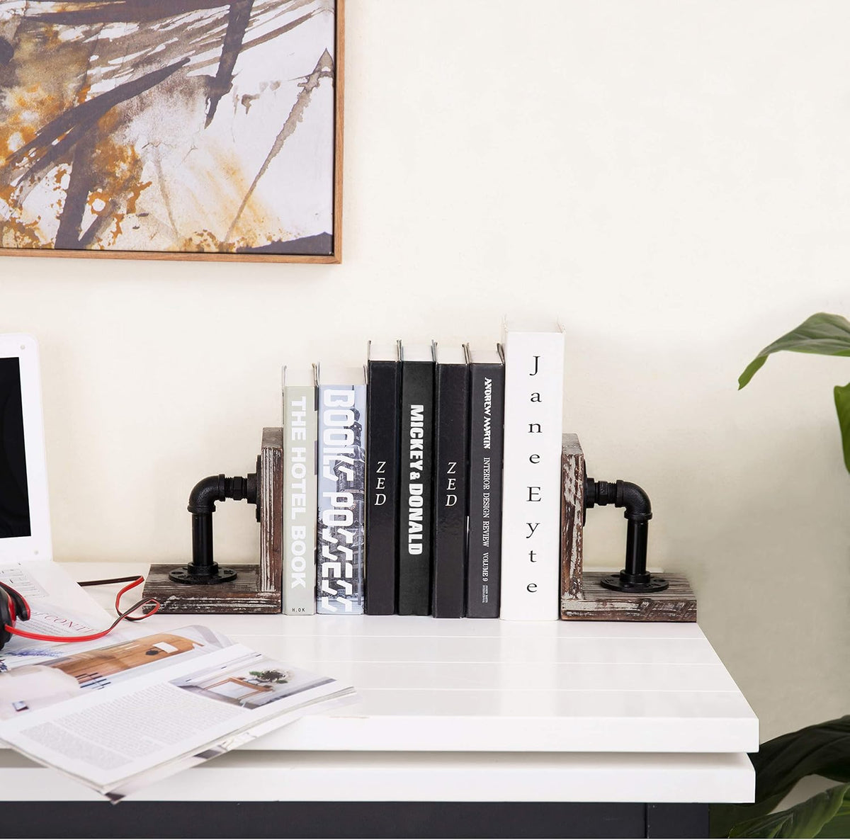 MyGift Decorative Bookends, Office Book Ends for Shelf, Book Holder L-Shaped ...
