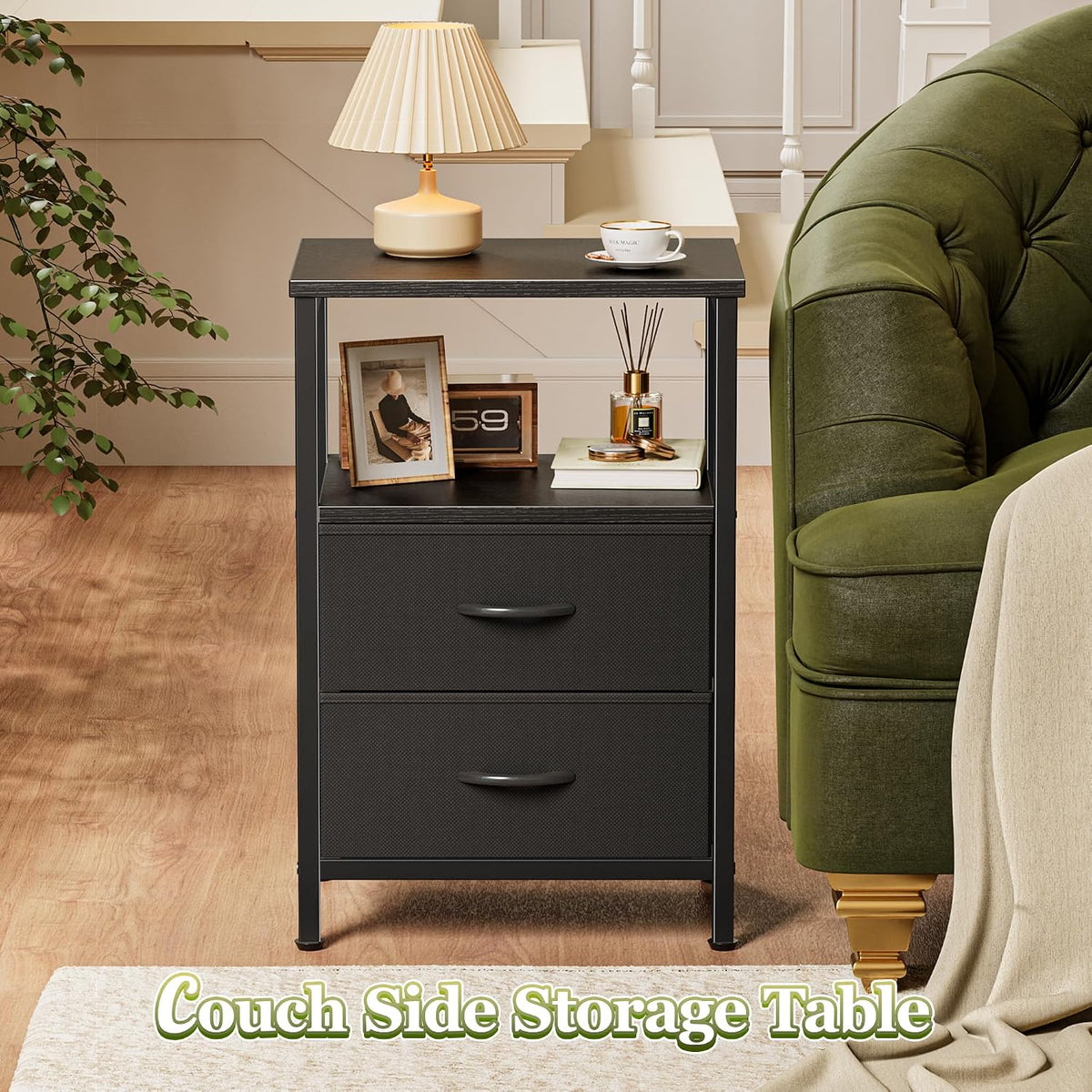 Huuger Night Stand Set of 2, Nightstand with 2 Drawers, Bedside Table