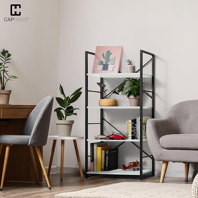 CAPHAUS 4 Tier Bookshelf, 24 Inch Width Free Standing Shelf, Bookcase Shelf - Image 2