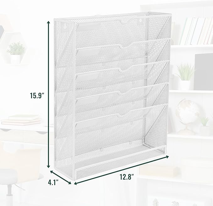 EASEPRES 6 Tier Mesh Hanging Wall File Organizer, Desk Vertical Mail Paper - Image 2