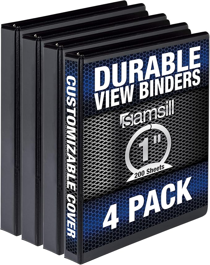 Samsill Durable 1 Inch Binder, Made in the USA, Round Ring Customizable Clear by Samsill