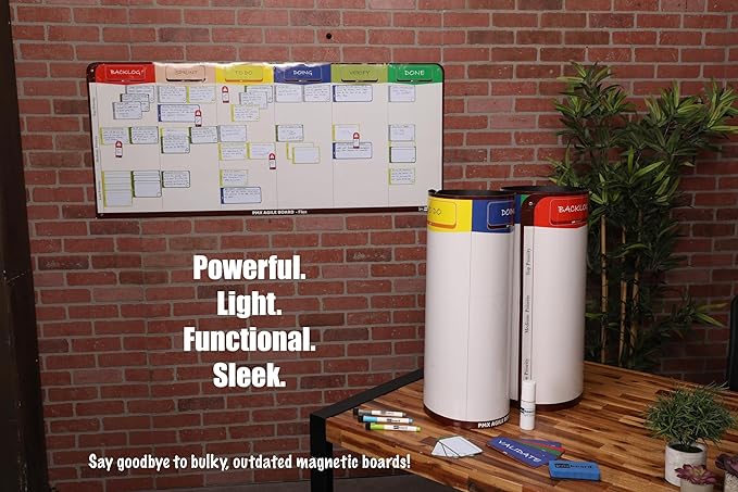 PMXBOARD 6 Column Magnetic Kanban Board, Scrum Board Flex Whiteboard Kit. Agile - Image 4